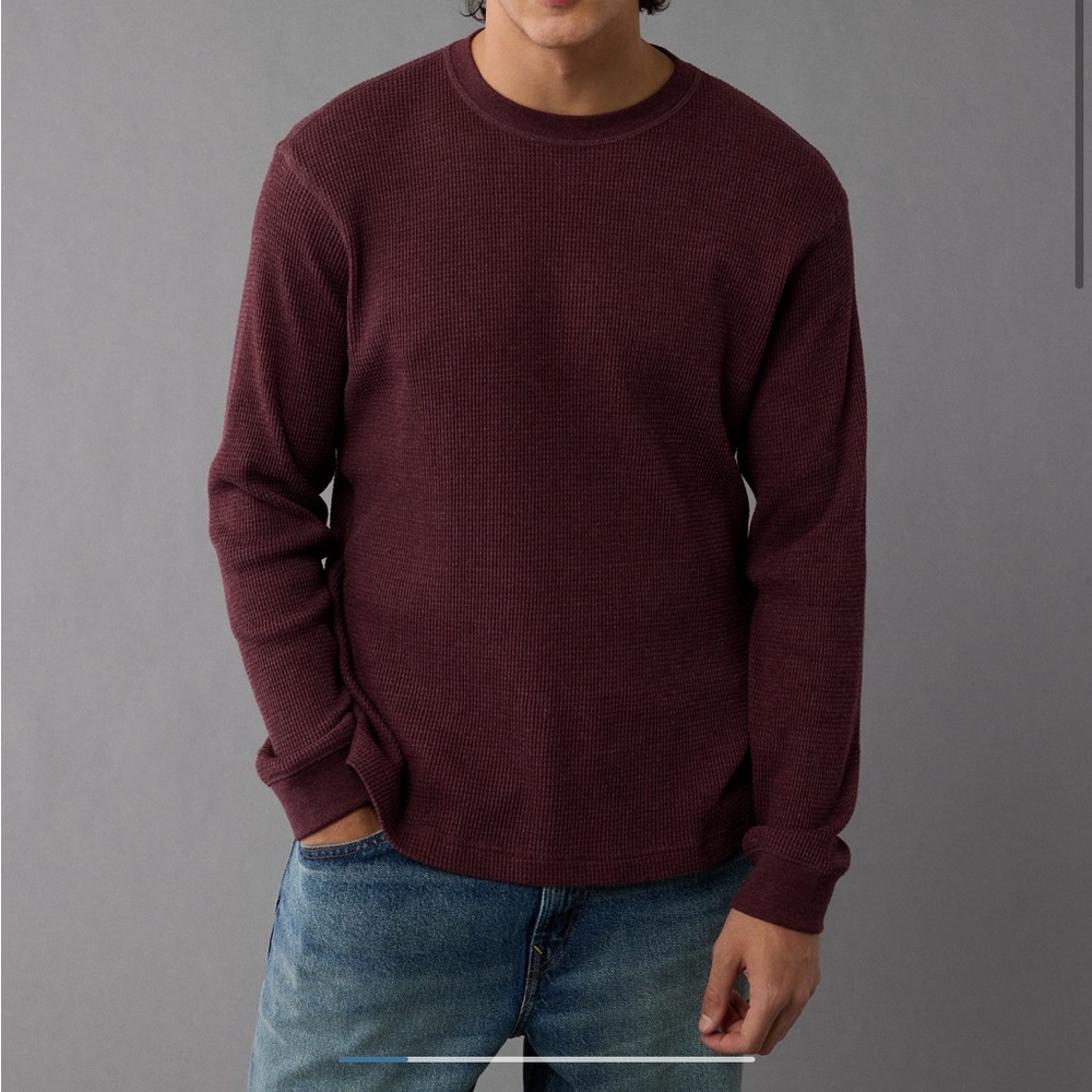 American Eagle Long-Sleeve Waffle Shirt